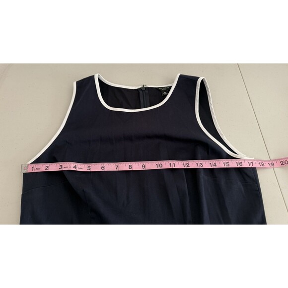 Ann Taylor Sheath Dress Size 8 Petite Navy Blue With White Trim Sleeveless - Picture 3 of 7